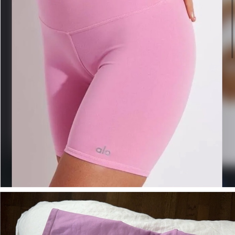 ALO Yoga Pink Bike Shorts High-Waisted Performance